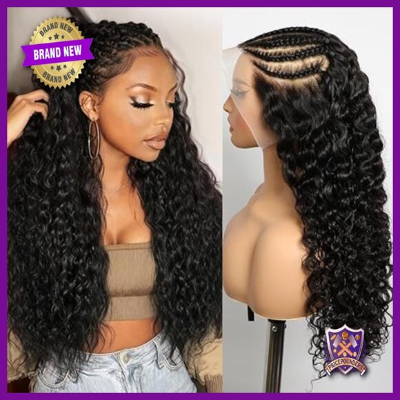13x6 Full Lace Human Hair Wig Water Wave Pre Braided 20 Inch 210 Density main image 5